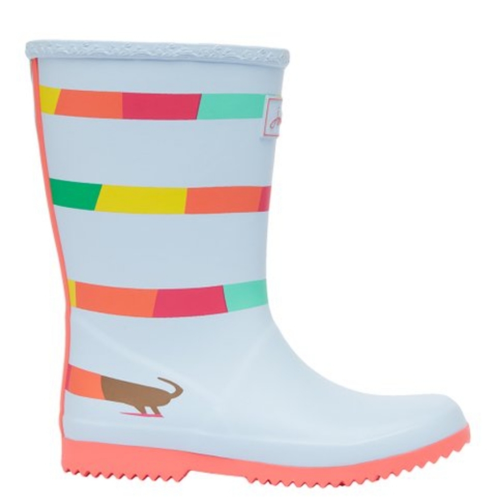 Joules JNR Roll-Up Light Blue & Red Rainbow Dog Rain Boot Toddler Girls 9 - Picture 7 of 9